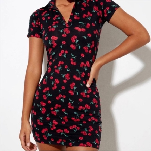 Motel Rocks Cherry Vintage Look Pin up Rockabilly Mini Shirt Dress XL - Picture 2 of 8